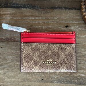 Coach New Mini Skinny Id Case In Signature Canvas